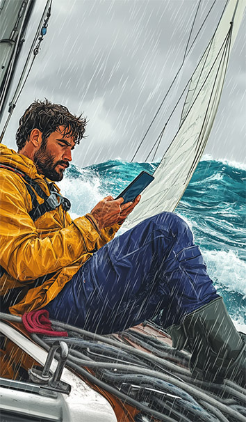 Navigateur en mer agitée utilisant HOJO